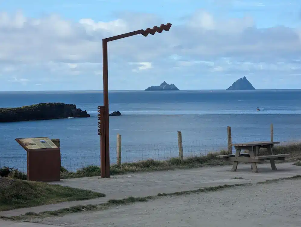 Coastal view from Bray Head Wild Atlantic Way with distant Skellig islands